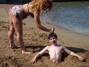 Pounding Dan into the sand