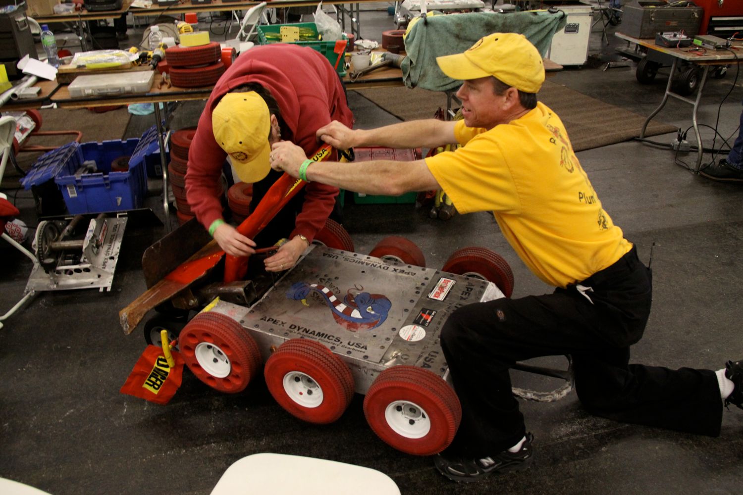 Wendy and Matt working on Sewer Snake
