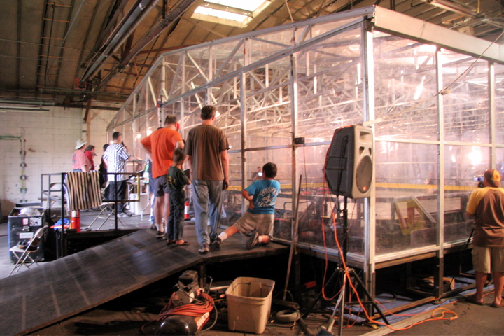 The driver's side of the arena