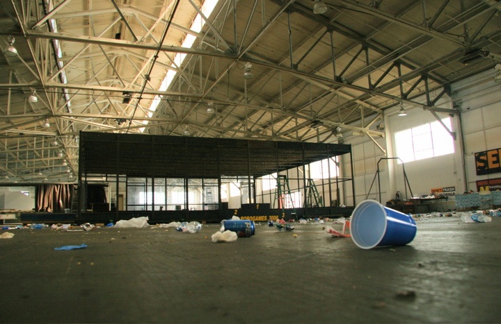 Monday morning the pavilion is trashed