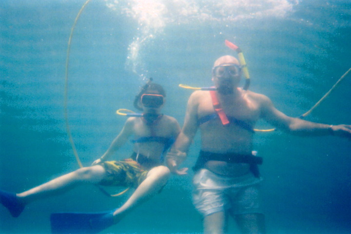 Dan and Dad underwater