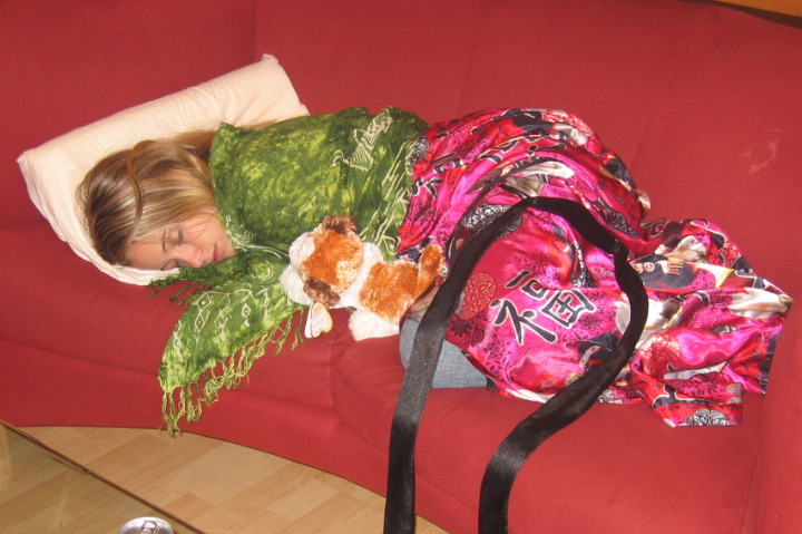 Jacey's sleeps the day away after partying all night the last night of the cruise