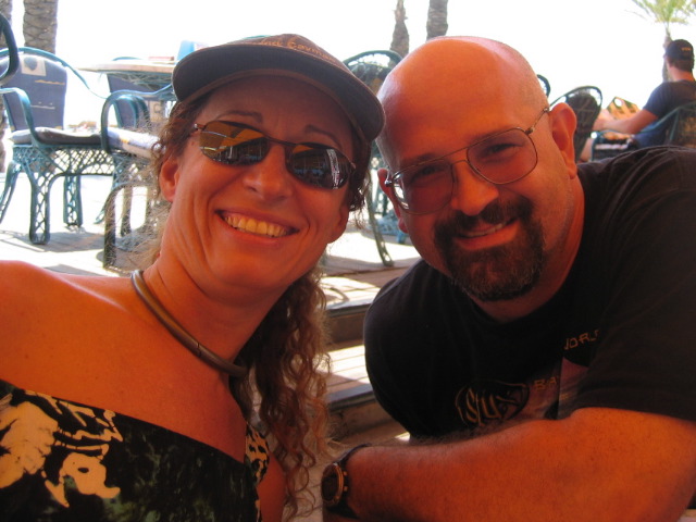Debbie and Fuzzy by the beach