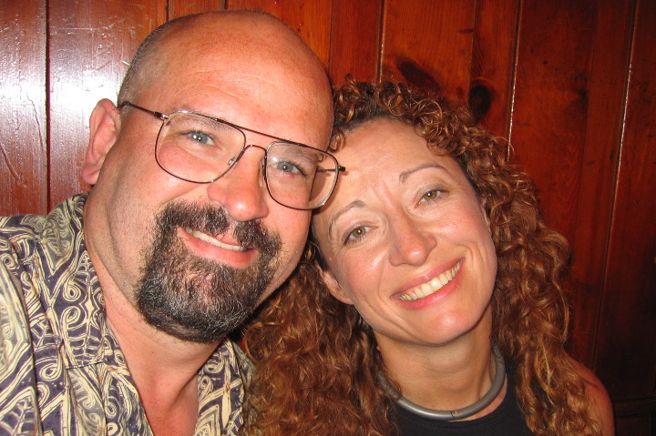 Fuzzy and Debbie dining in Barcelona