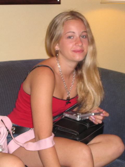 Jacey playing her game boy
