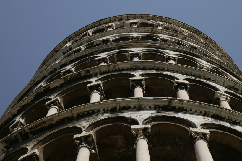 Looking up under the leaning tower