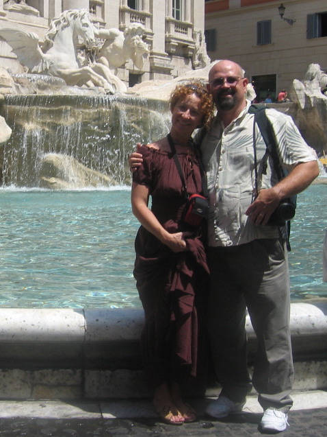 Debbie and Fuzzy at Trevi Fountain (by Dan)