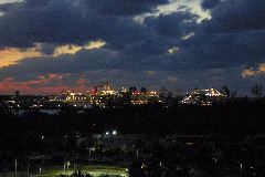 Cruise ships in Nassau at night